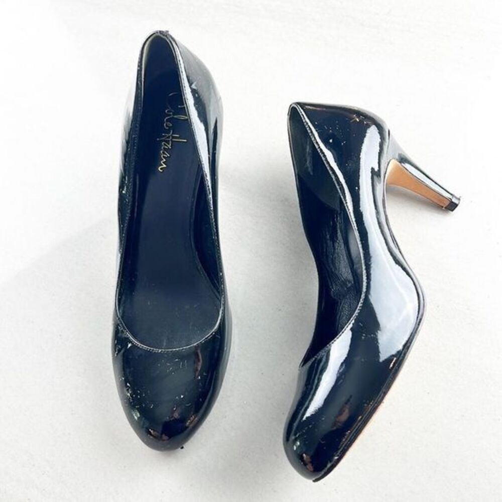 Cole Haan Women's Chelsea Platform Pump Black Glossy Patent Leather Heels 8